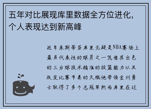 五年对比展现库里数据全方位进化，个人表现达到新高峰
