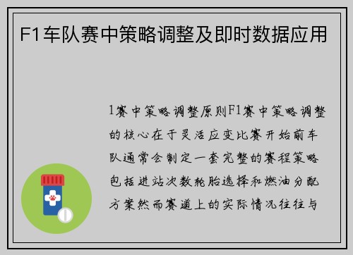 F1车队赛中策略调整及即时数据应用
